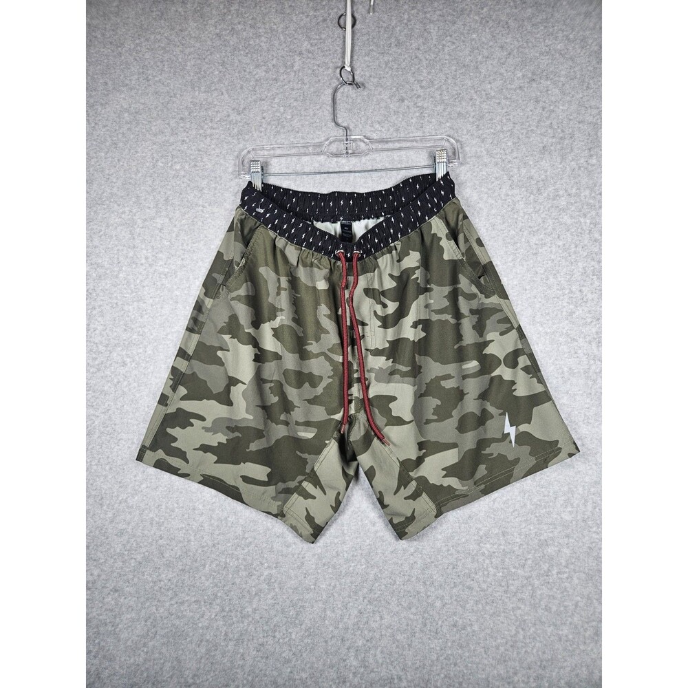Bruce Bolt Performance Shorts Men XL Camo Green Lightning Bolt Athletic NWOT